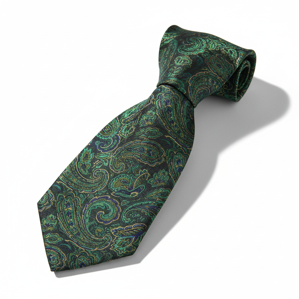 Cravată în stil paisley, verde închis