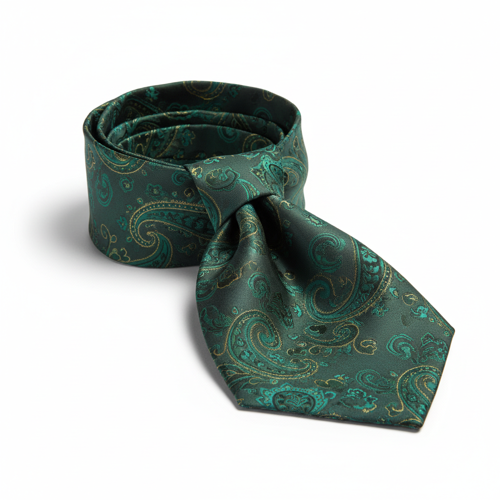 Cravată în stil paisley, verde închis