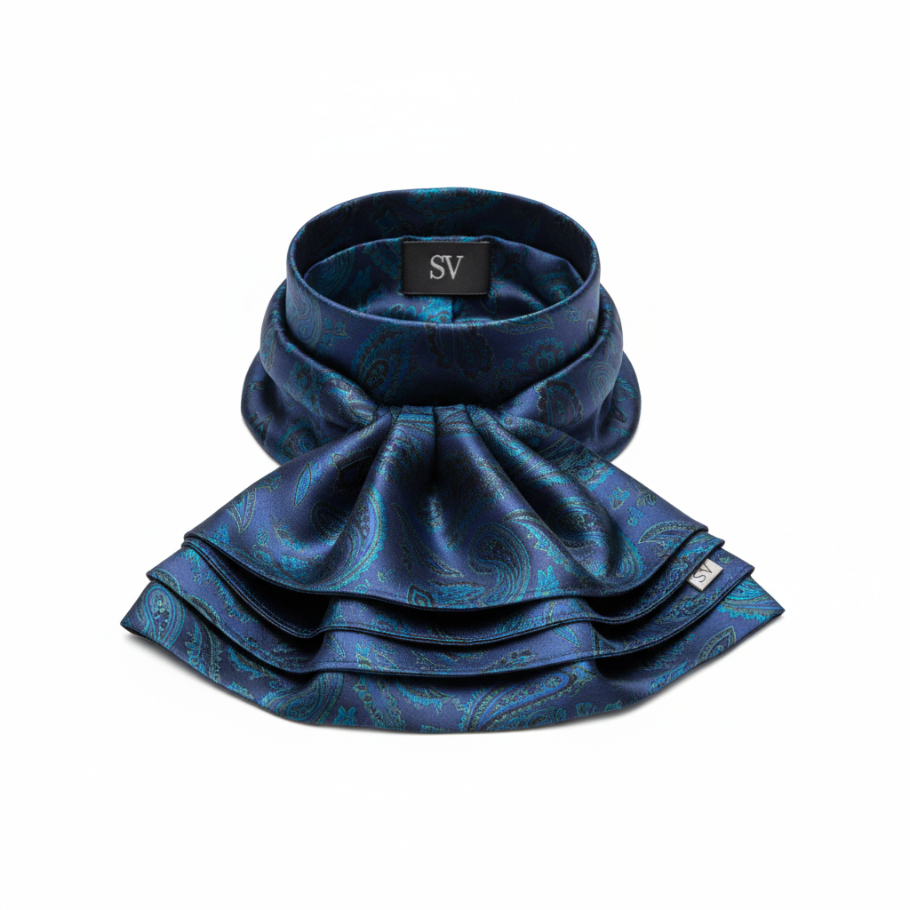 Cravată Paisley business din mătase albastră