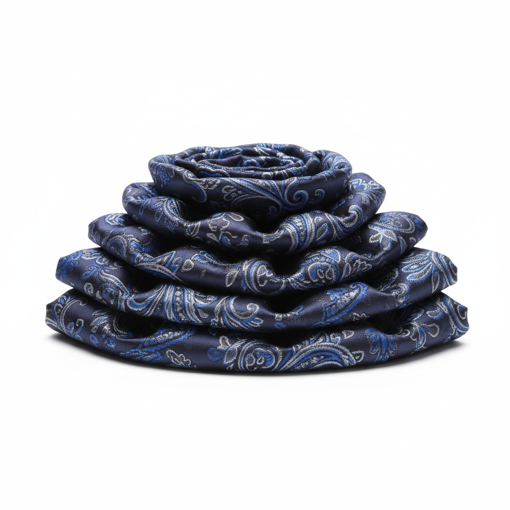 Cravată Paisley business din mătase albastră