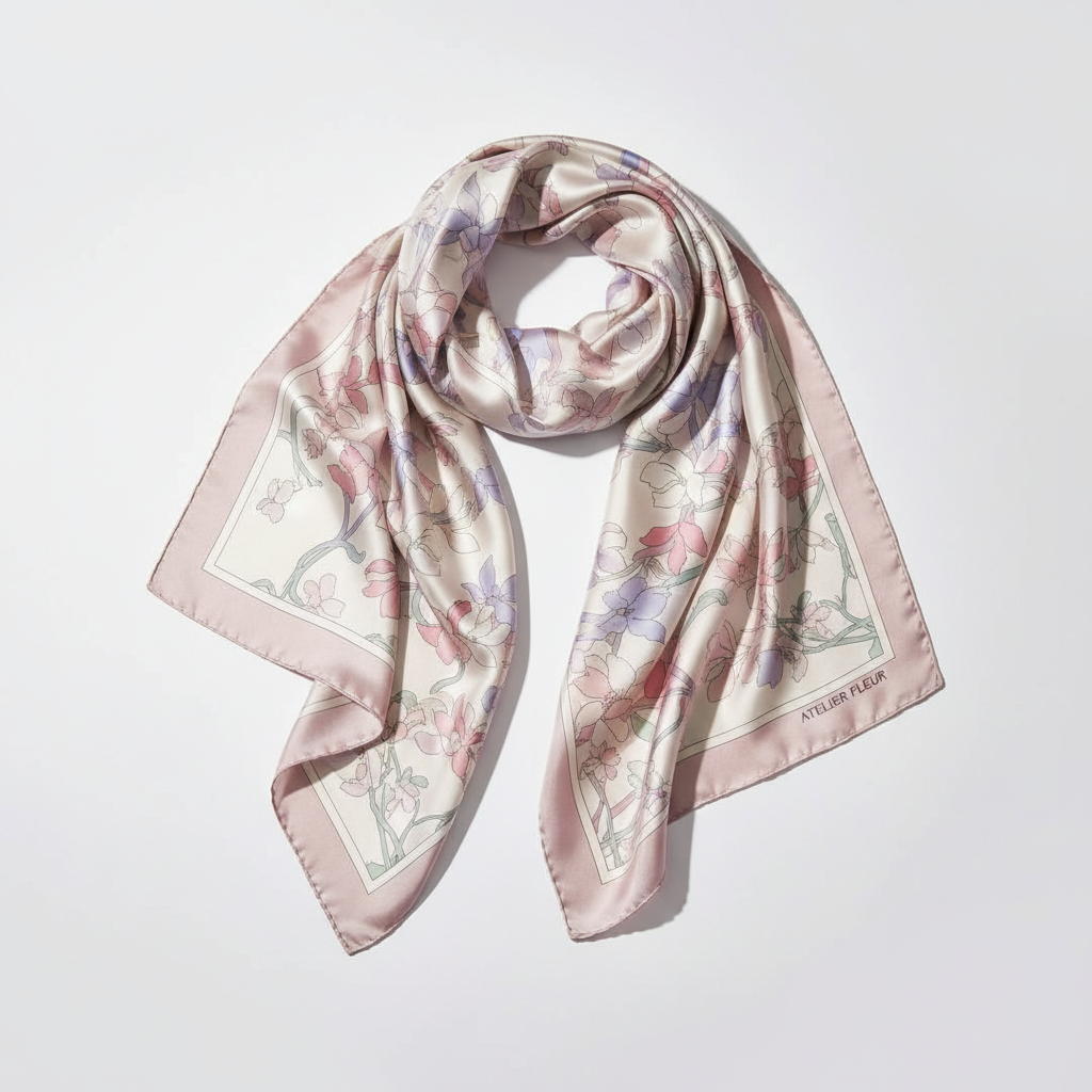 Cravată de mătase cu flori pe fundal albastru-porumbel
